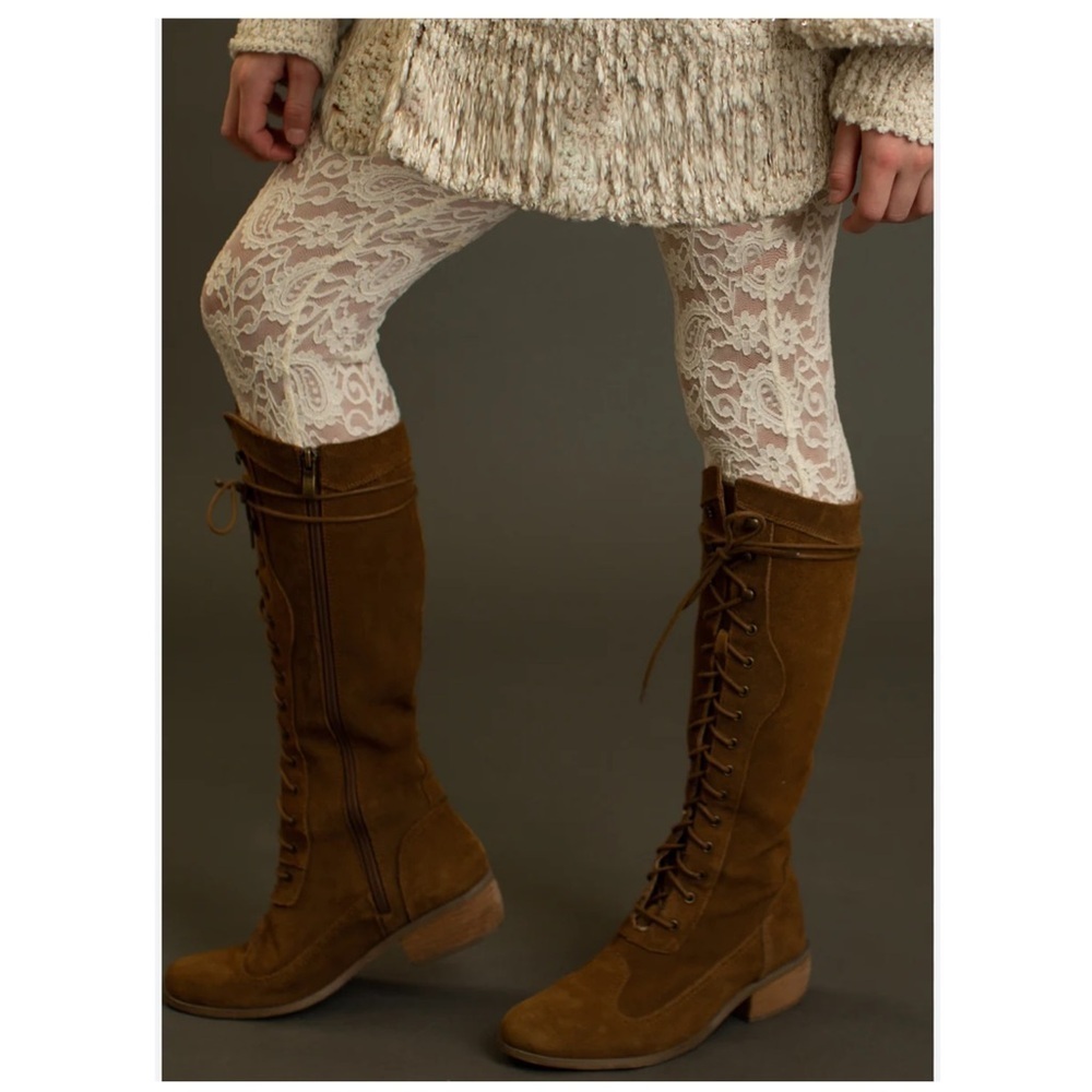 Joyfolie | Boho Cottagecore Cowgirl Ella Lace Leggings Cream | 4